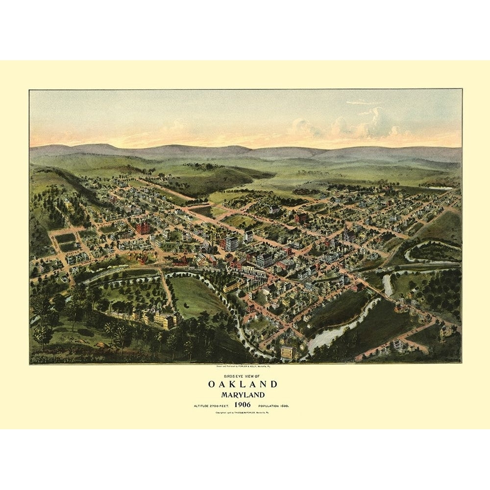 Oakland Maryland - Fowler 1906 Poster Print by Fowler Fowler-VARPDXMDOA0001 Image 1