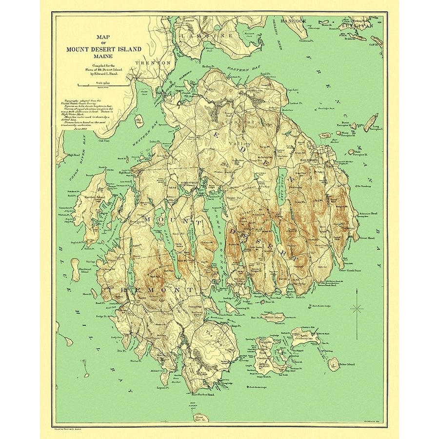 Mount Desert Island Maine - Rand McNally 1893 Poster Print by Rand McNally Rand McNally-VARPDXMEMO0003 Image 1