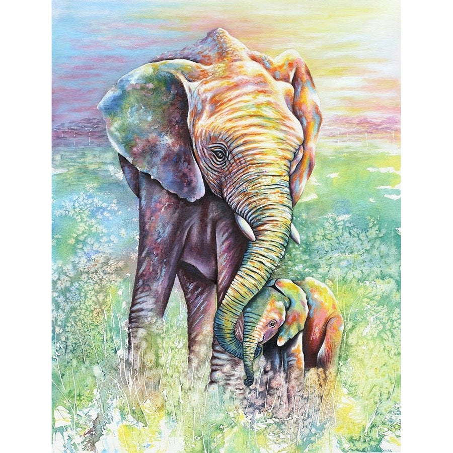 Mother And Baby Elephant Rainbow Colors Poster Print - Martin Wickstrom-VARPDXMICFAB206753 Image 1