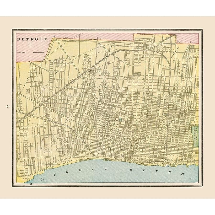 Detroit Michigan - Cram 1892 Poster Print by Cram Cram-VARPDXMIDE0011 Image 1