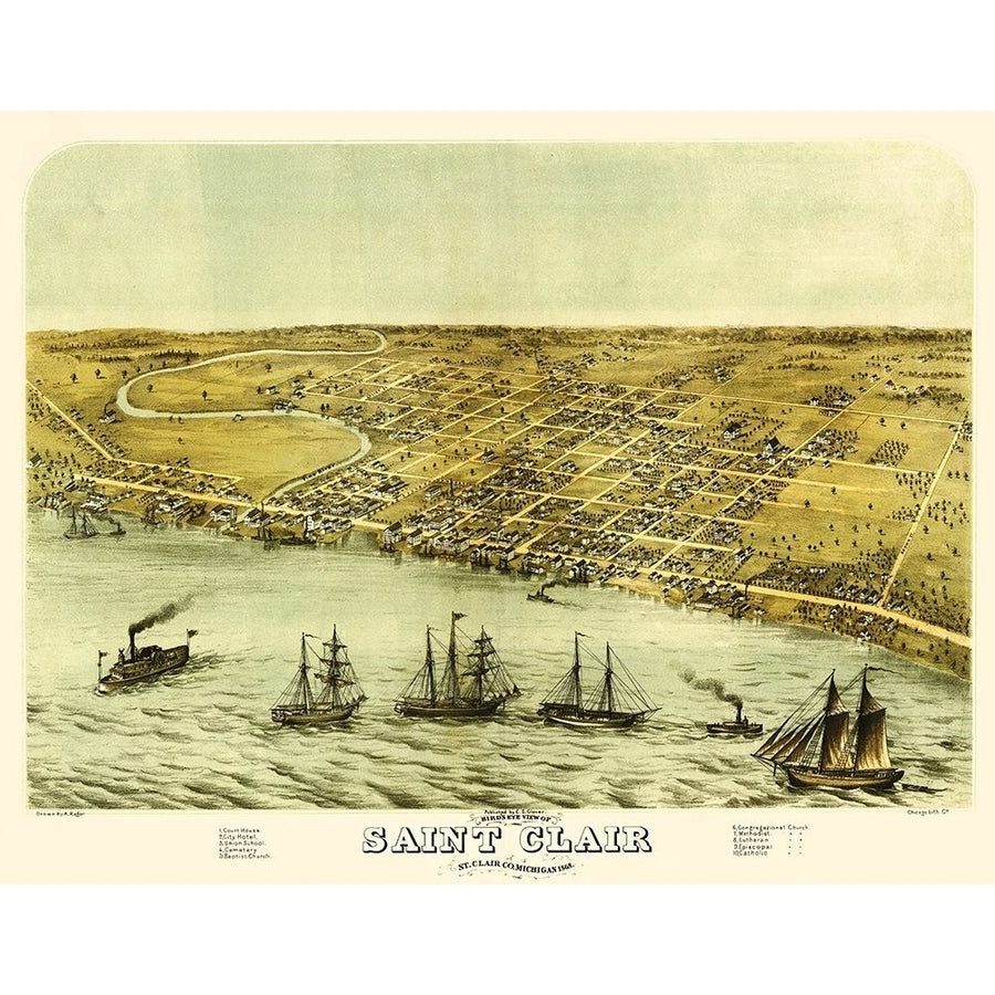 Saint Clair Michigan - Glover 1868 Poster Print by Glover Glover-VARPDXMISA0005 Image 1