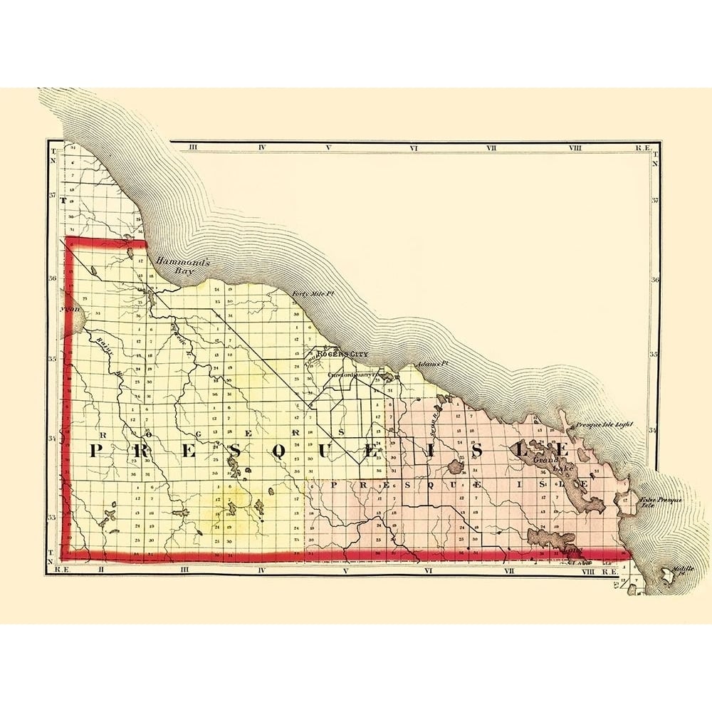 Presque Isle Michigan - Walling 1873 Poster Print by Walling Walling-VARPDXMIPR0001 Image 1