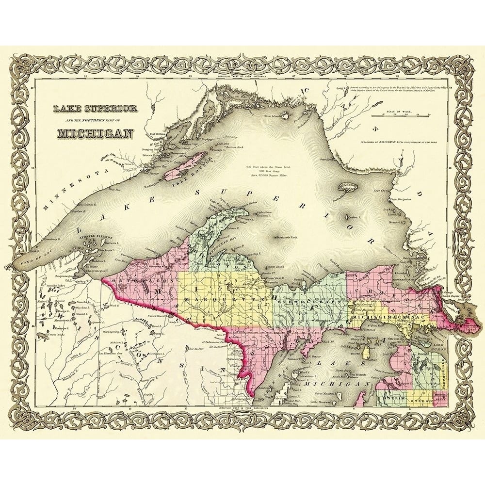 Michigan Upper Peninsula - 1855 Poster Print by Colton Colton-VARPDXMIZZ0002 Image 1