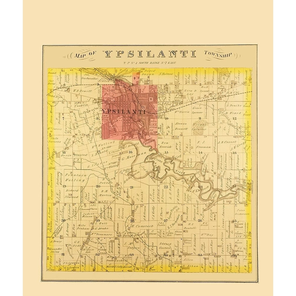 Ypsilanti Michigan Landowner - Everts 1874 Poster Print by Everts Everts-VARPDXMIYP0001 Image 1