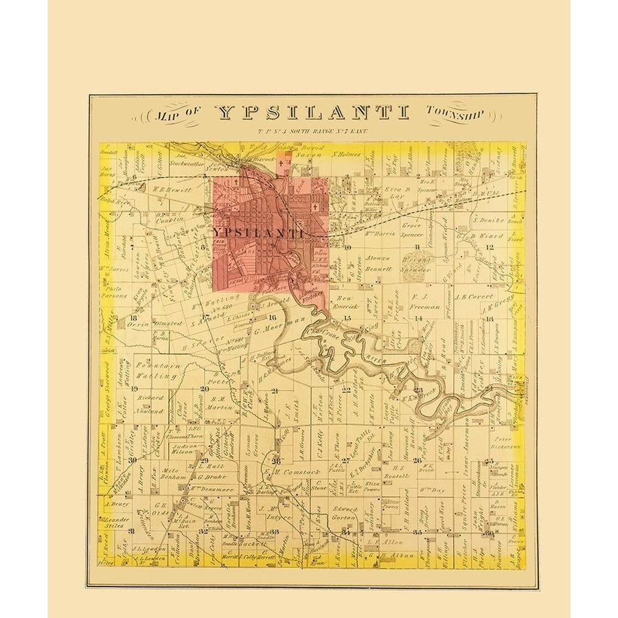 Ypsilanti Michigan Landowner - Everts 1874 Poster Print by Everts Everts-VARPDXMIYP0001 Image 1