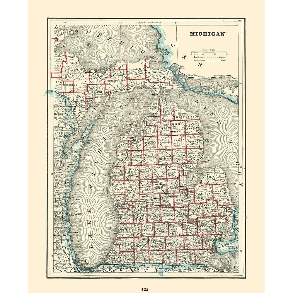 Michigan - Rathbun 1893 Poster Print by Rathbun Rathbun-VARPDXMIZZ0021 Image 1