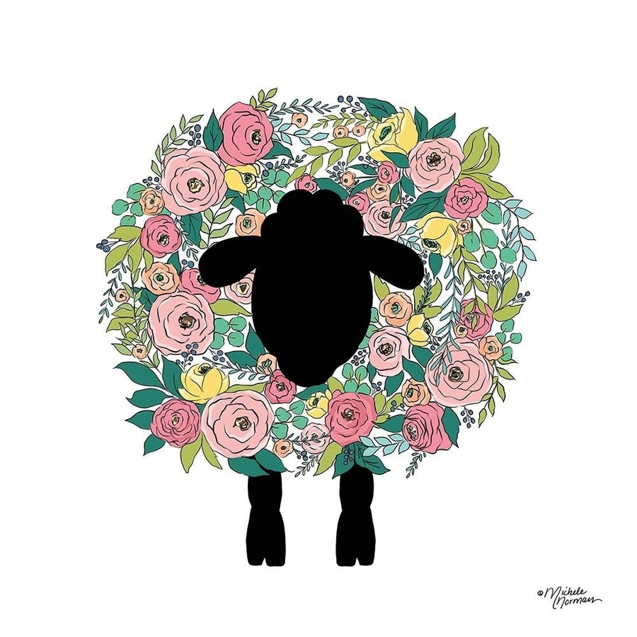 Floral Sheep Poster Print by Michele Norman-VARPDXMN131 Image 1