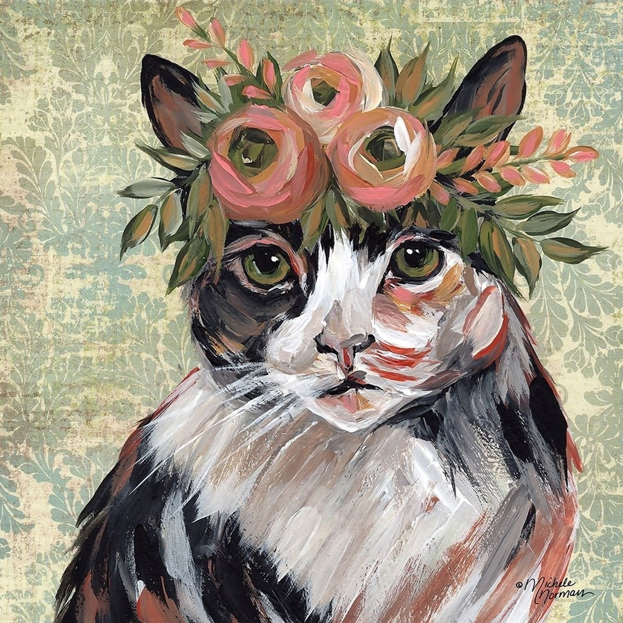 Cat with Floral Crown Poster Print by Michele Norman-VARPDXMN145 Image 1