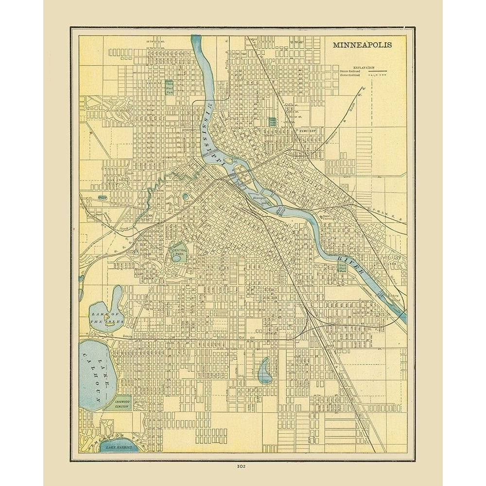 Minneapolis Minnesota - Cram 1892 Poster Print by Cram Cram-VARPDXMNMI0003 Image 1