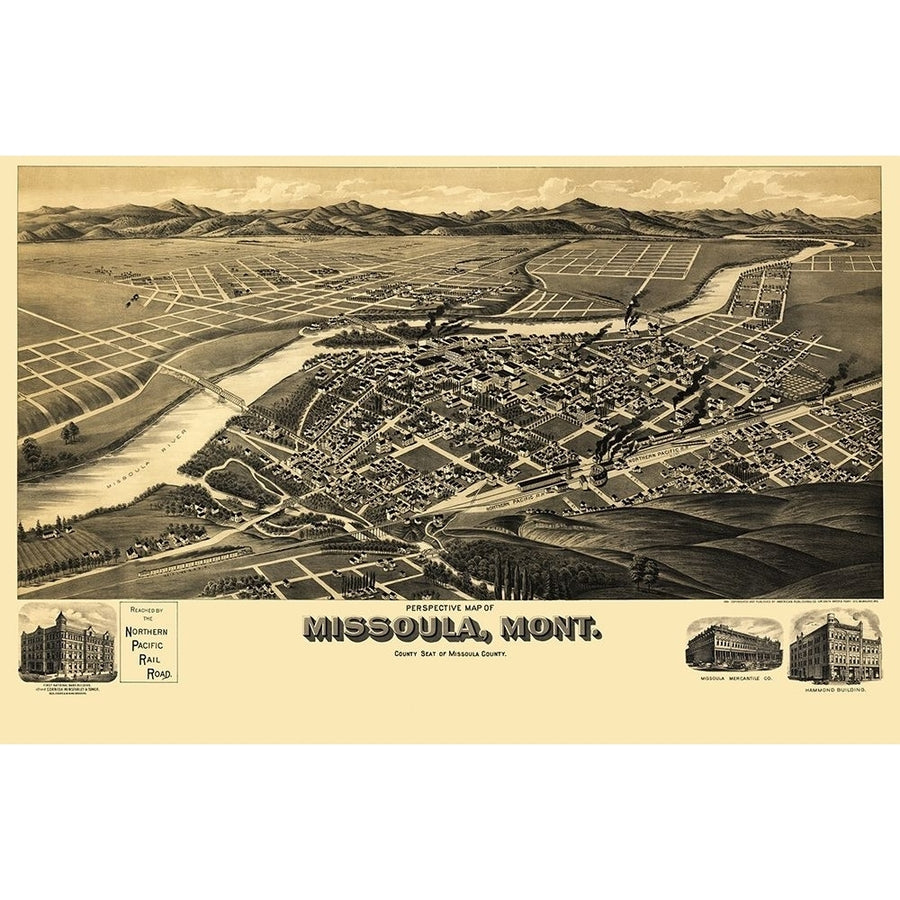 Missoula Montana - American Pub Co 1891 Poster Print by American Pub Co American Pub Co-VARPDXMTMI0001 Image 1