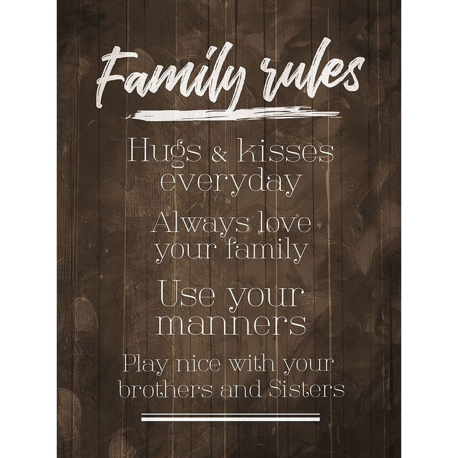 Family Rules Wood Tone Poster Print by Mlli Villa-VARPDXMVRC439A Image 1