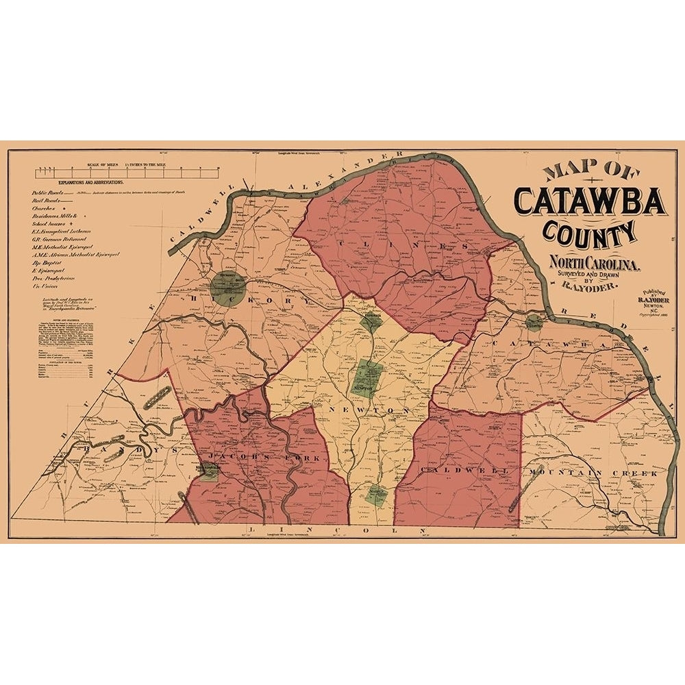 Catawba North Carolina - Yoder 1886 Poster Print by Yoder Yoder-VARPDXNCCA0003 Image 1