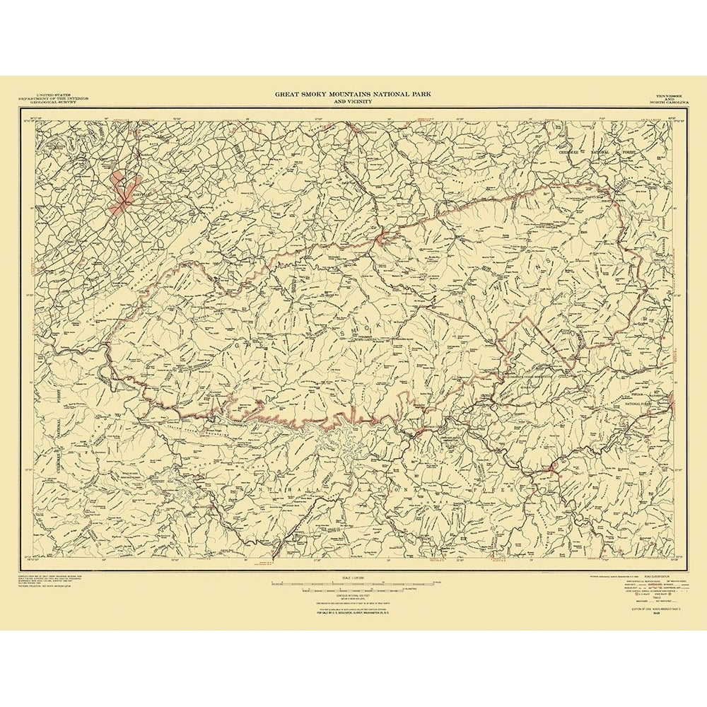 Great Smoky Mountains National Park Quad Poster Print by USGS USGS-VARPDXNCZZ0007 Image 1