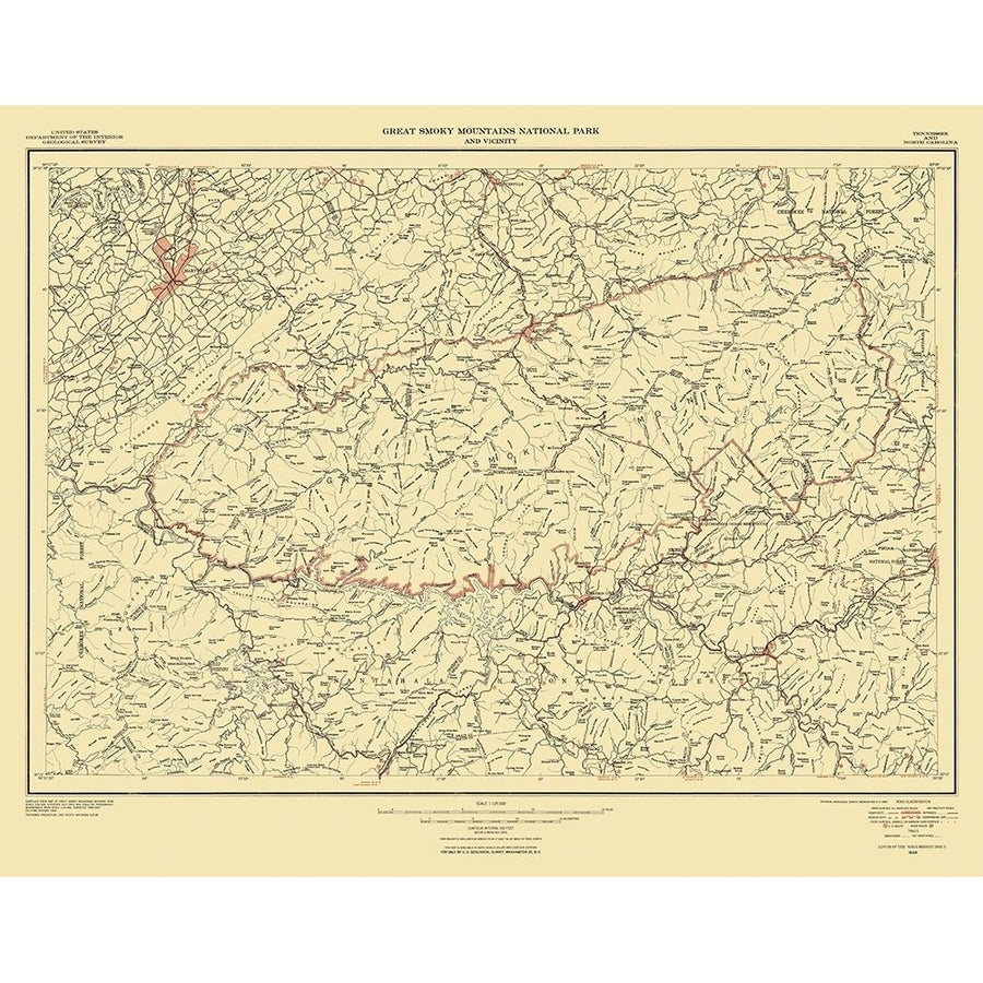 Great Smoky Mountains National Park Quad Poster Print by USGS USGS-VARPDXNCZZ0007 Image 1