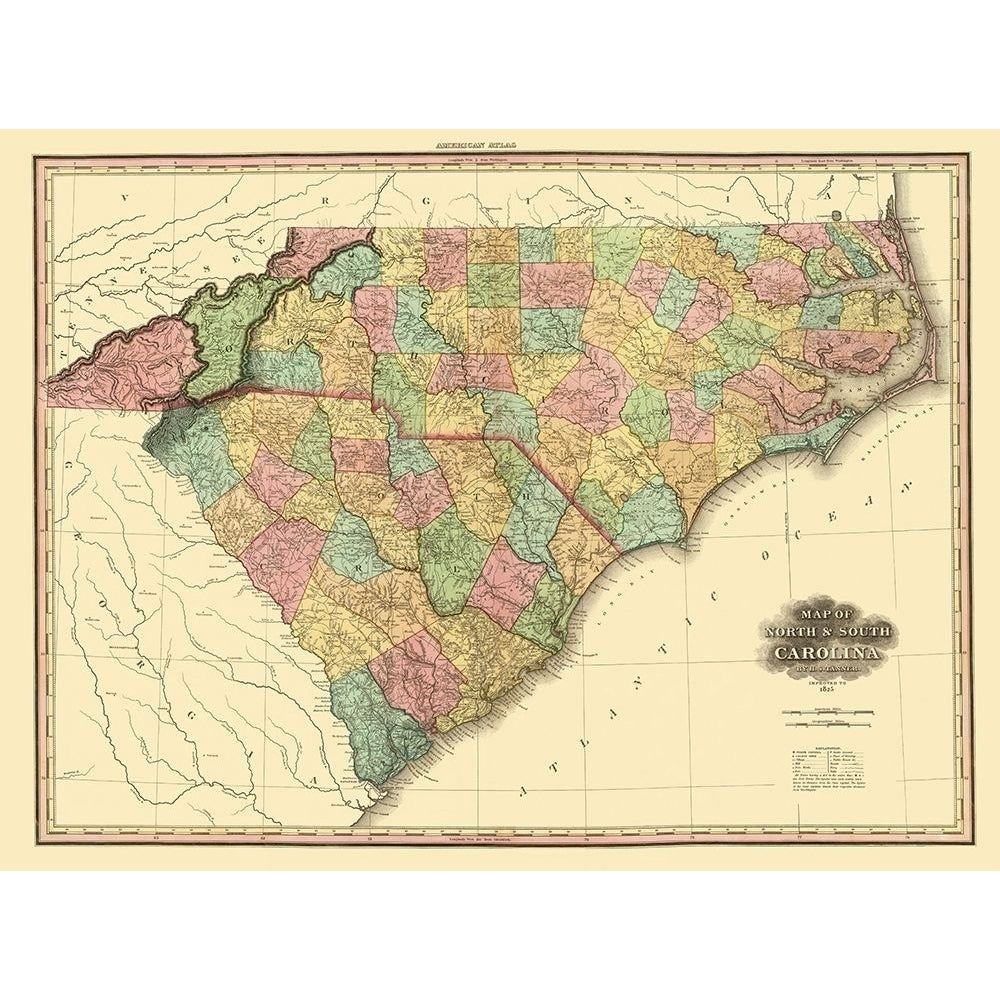 North Carolina South Carolina - Tanner 1825 Poster Print by Tanner Tanner-VARPDXNCZZ0014 Image 1