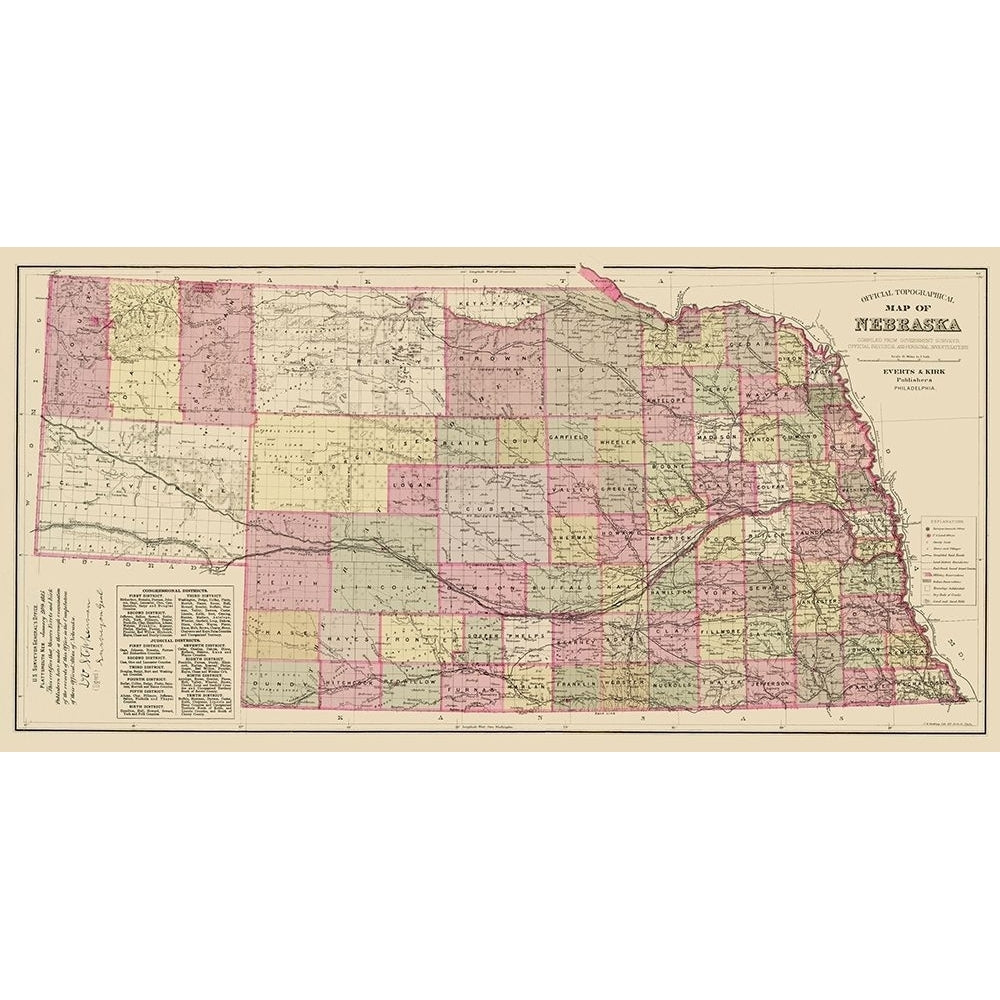 Nebraska - Everts 1885 Poster Print by Everts Everts-VARPDXNEZZ0012 Image 1