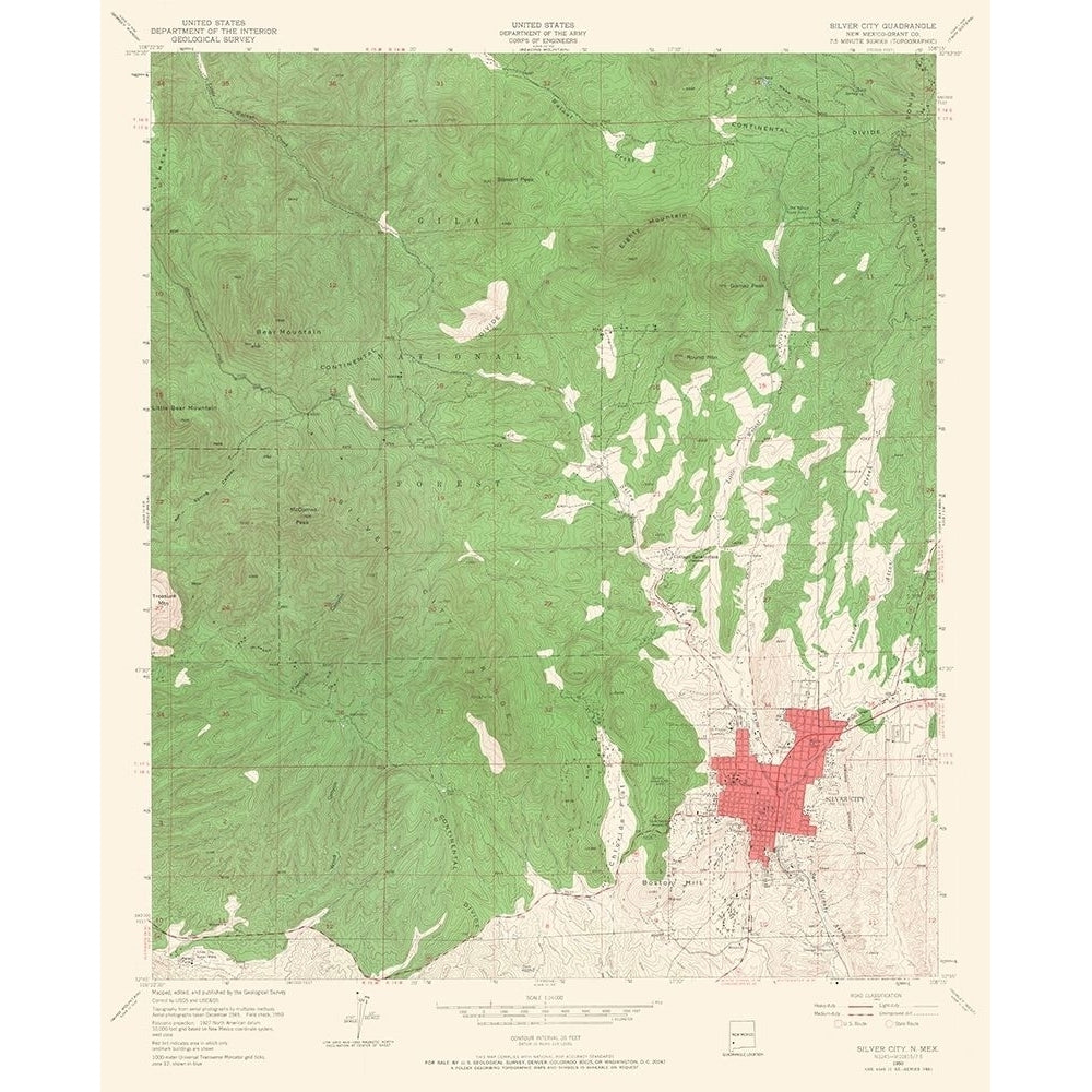 Silver City Mexico Quad - USGS 1950 Poster Print by USGS USGS-VARPDXNMSC0001 Image 1