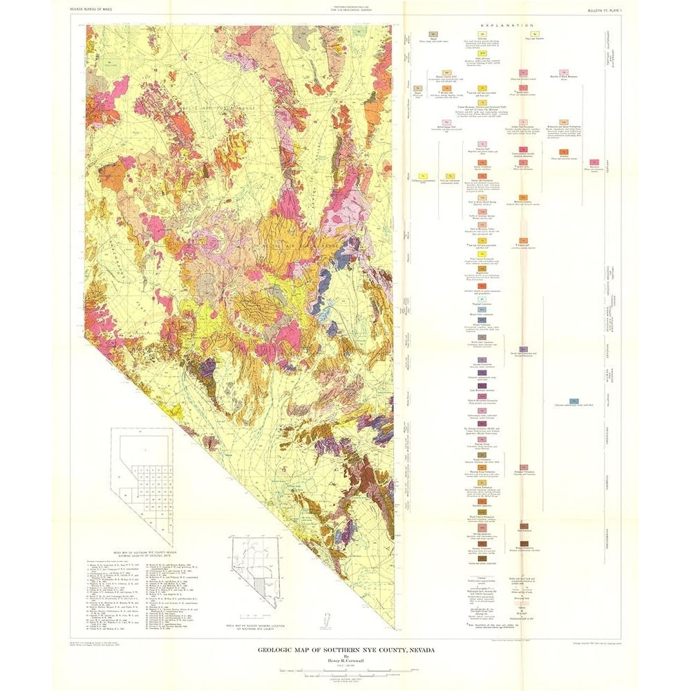 Southern Nye County Nevada Mines - Cornwall 1954 Poster Print by Cornwall Cornwall-VARPDXNVNY0001 Image 1