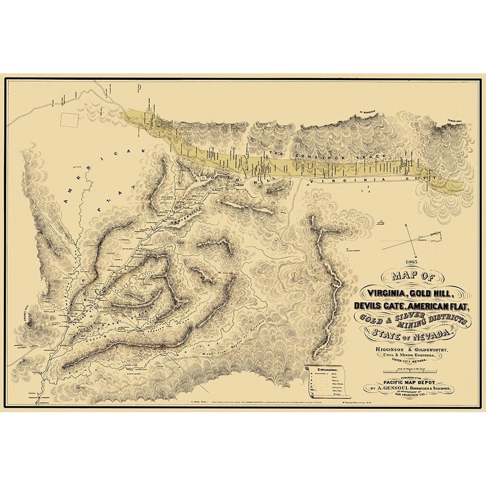 Gold Silver Mining Districts Nevada Poster Print by Higginson Higginson-VARPDXNVZZ0004 Image 1