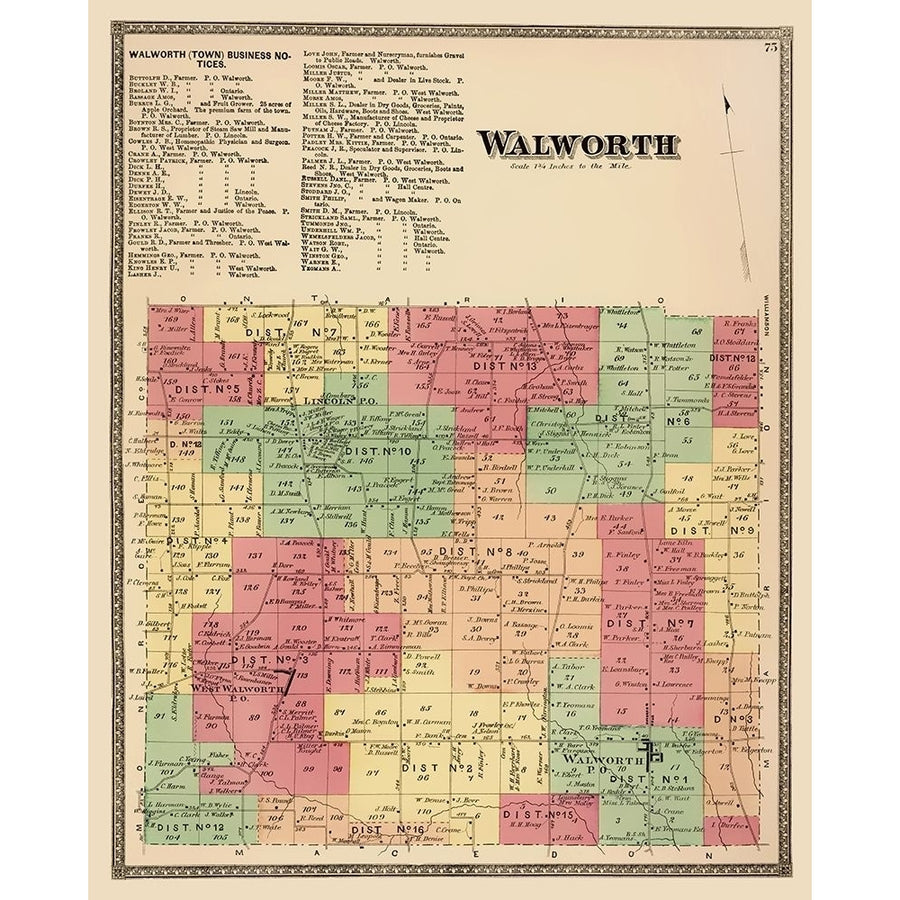 Walworth York Landowner - Beers 1874 Poster Print by Beers Beers-VARPDXNYWA0009 Image 1