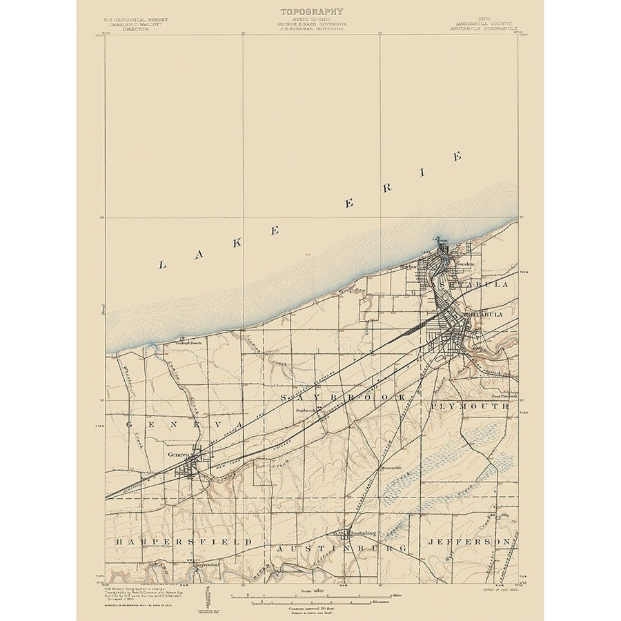 Ashtabula Ohio Quad - USGS 1905 Poster Print by USGS USGS-VARPDXOHAS0001 Image 1