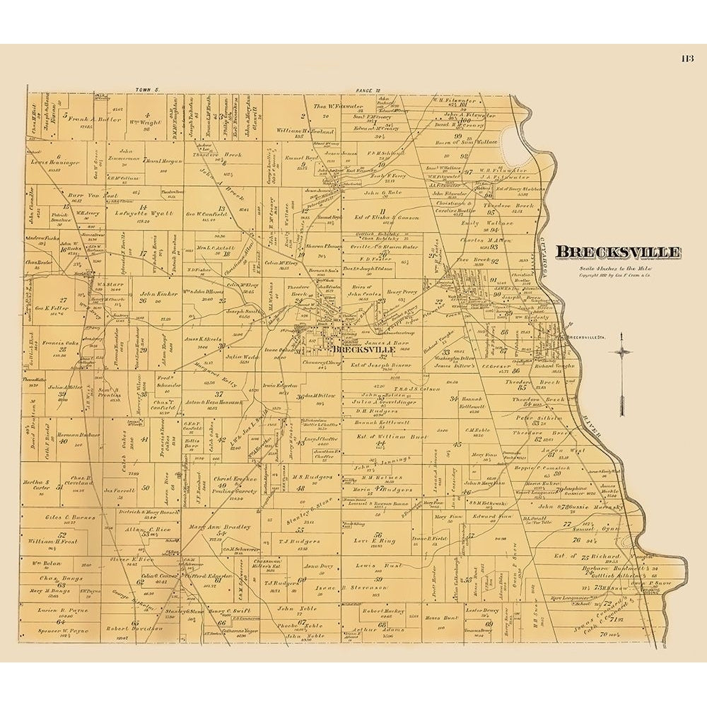 Brecksville Ohio Landowner - Cram 1892 by Cram-VARPDXOHBR0005 Image 1