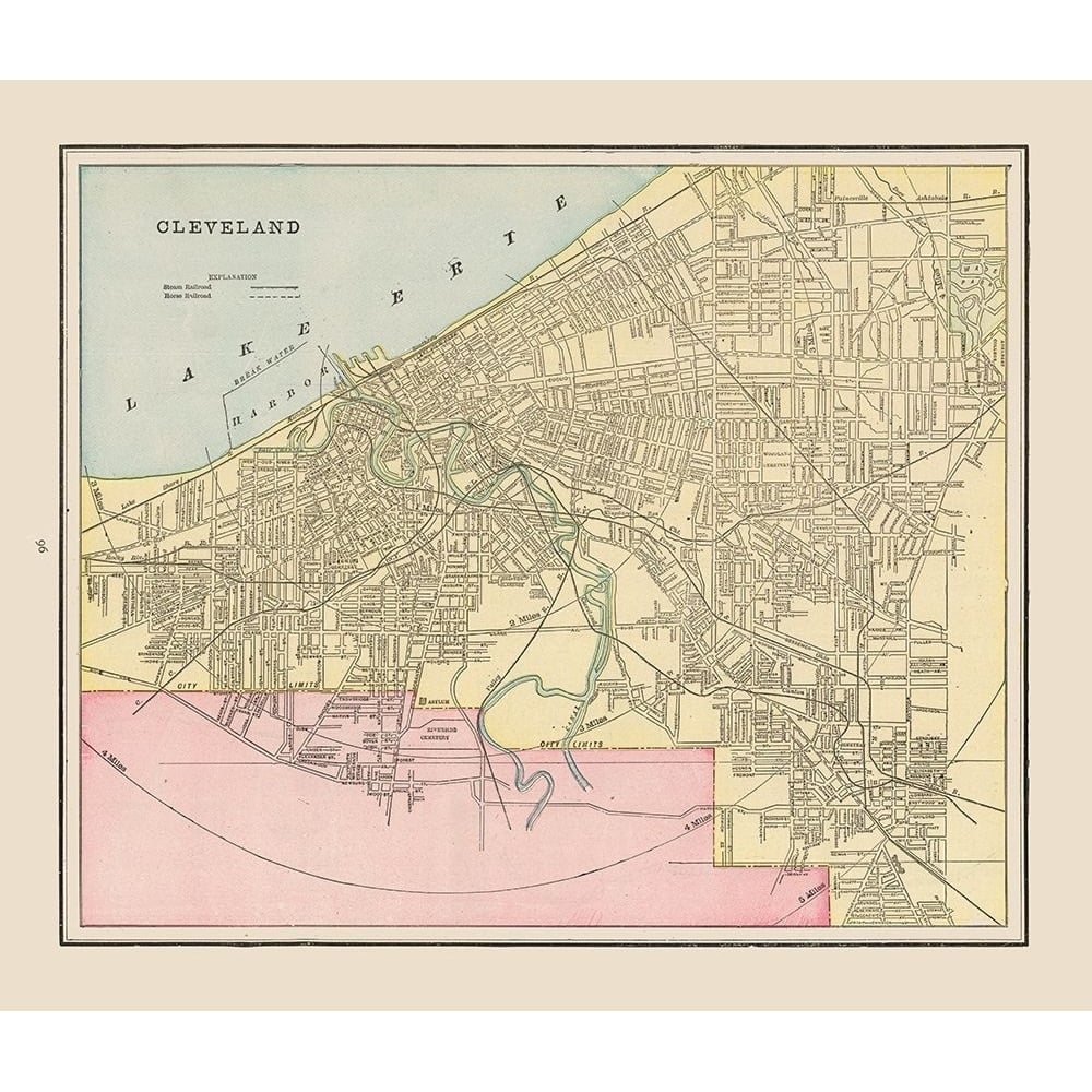 Cleveland Ohio - Cram 1892 Poster Print by Cram Cram-VARPDXOHCL0008 Image 1