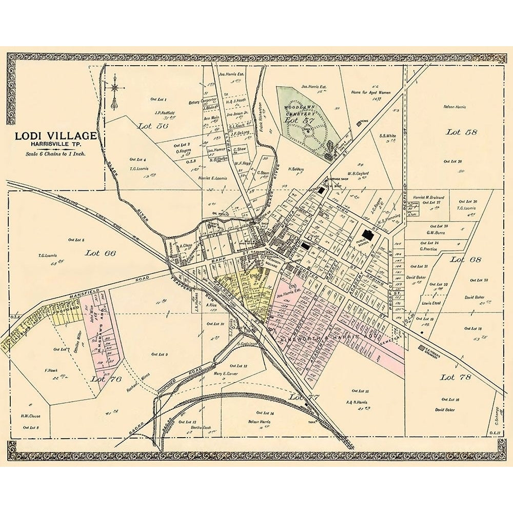 Lodi Village Ohio Landowner - American Atlas 1896 Poster Print by American Atlas American Atlas-VARPDXOHLO0001 Image 1