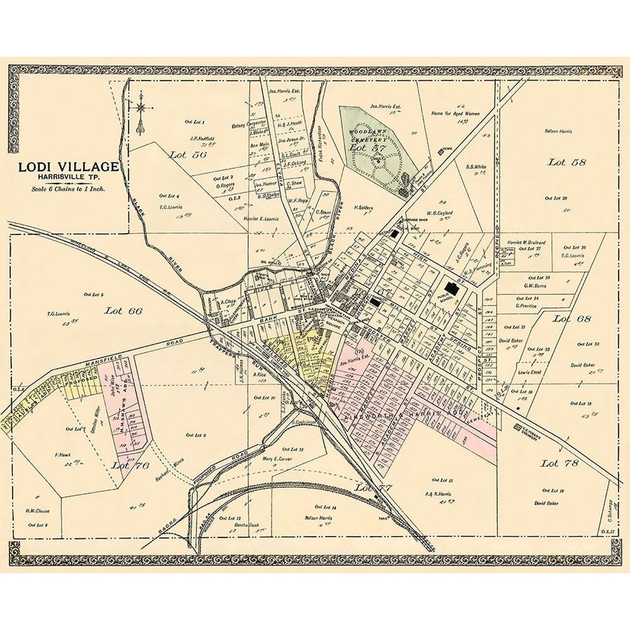 Lodi Village Ohio Landowner - American Atlas 1896 Poster Print by American Atlas American Atlas-VARPDXOHLO0001 Image 1