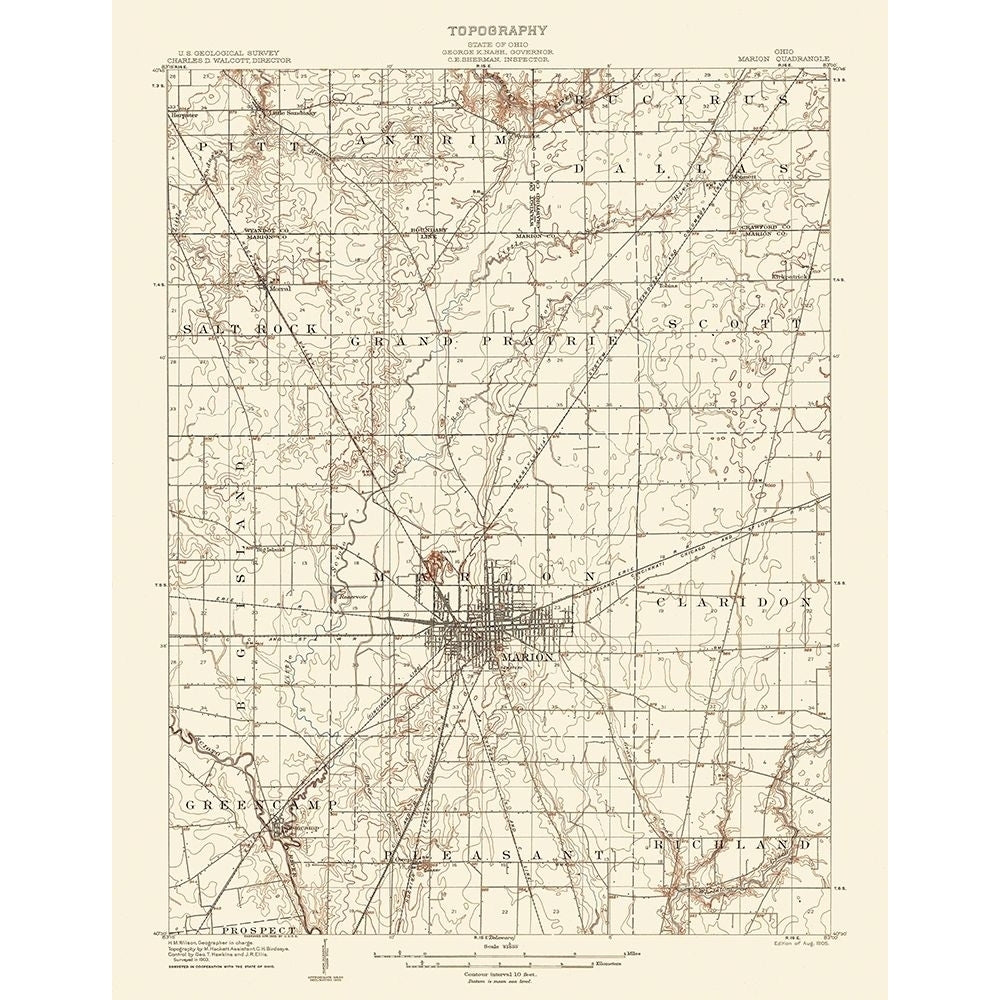 Marion Ohio Quad - USGS 1905 Poster Print by USGS USGS-VARPDXOHMA0003 Image 1