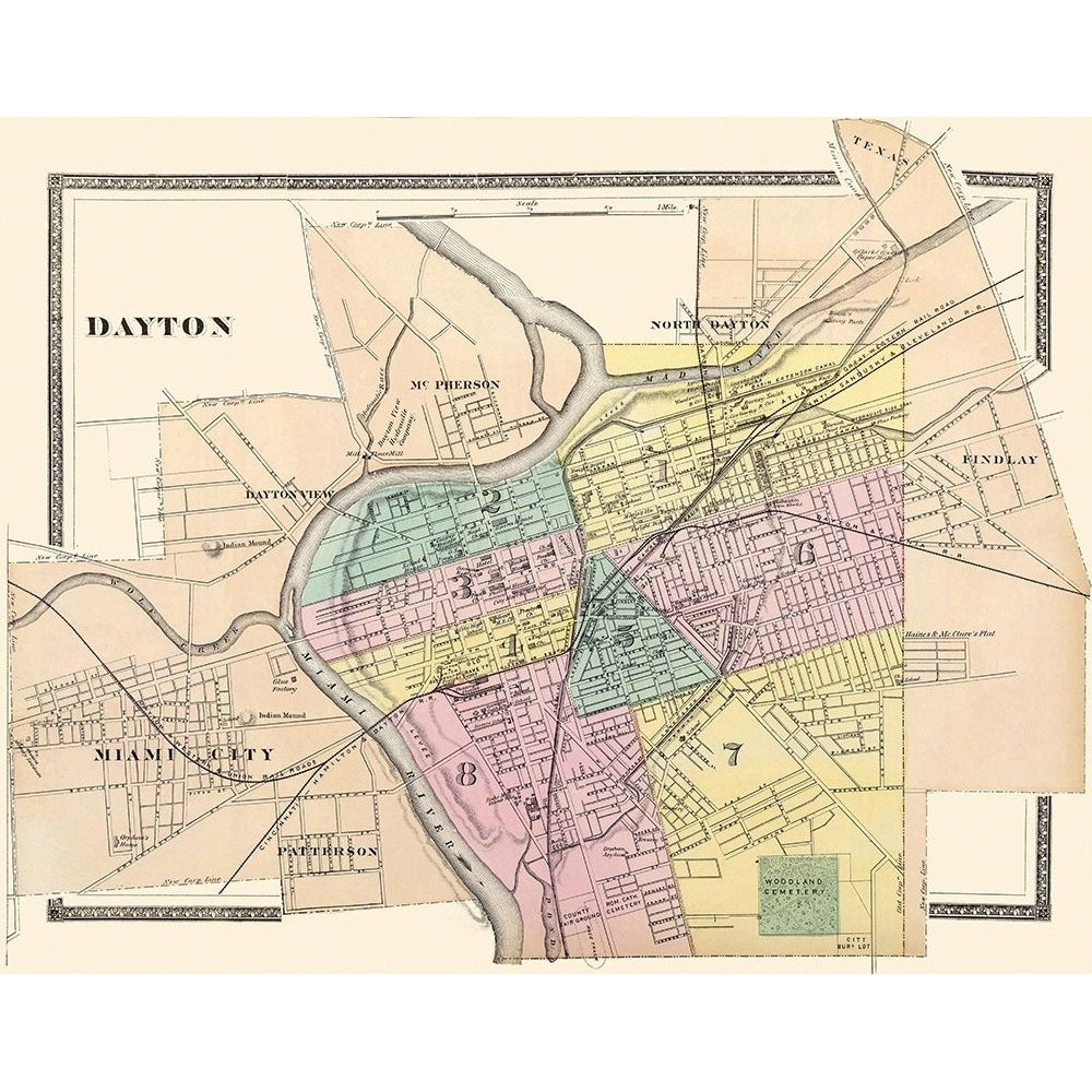 Dayton Ohio - Walling 1876 Poster Print by Walling Walling-VARPDXOHDA0001 Image 1