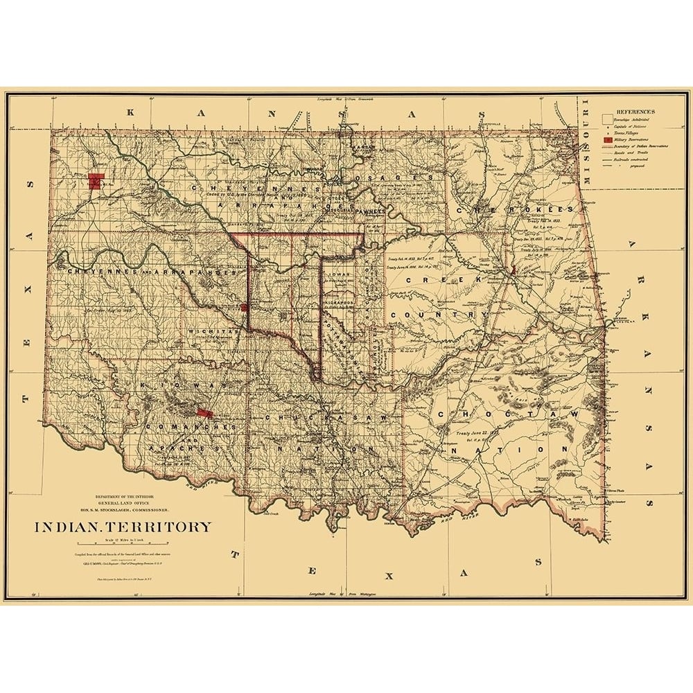 Oklahoma Indian Territory - Stockslager 1887 Poster Print by Stockslager Stockslager-VARPDXOKZZ0010 Image 1