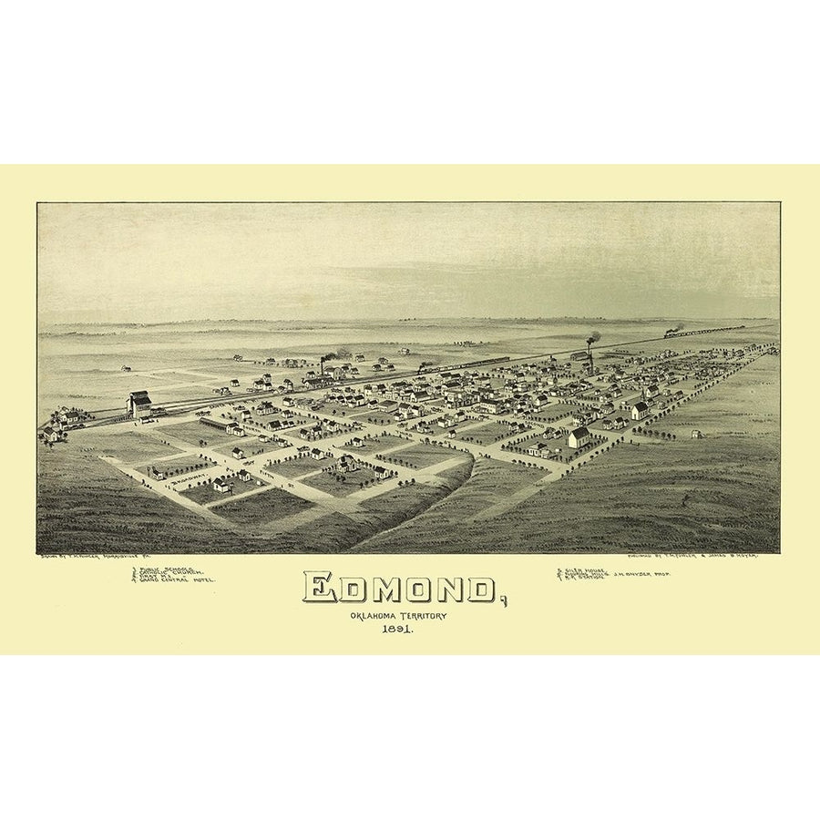 Edmond Oklahoma - Fowler 1891 Poster Print by Fowler Fowler-VARPDXOKED0001 Image 1