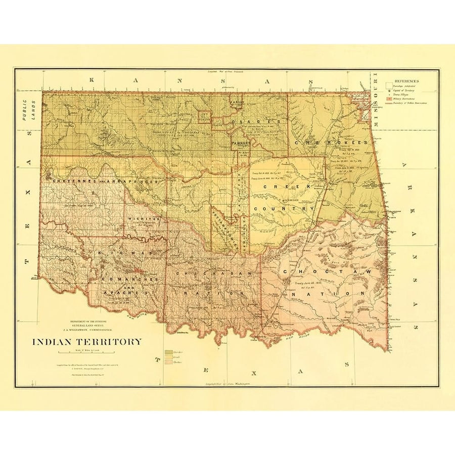 Oklahoma Indian Territory - Roeser 1879 Poster Print by Roeser Roeser-VARPDXOKZZ0015 Image 1