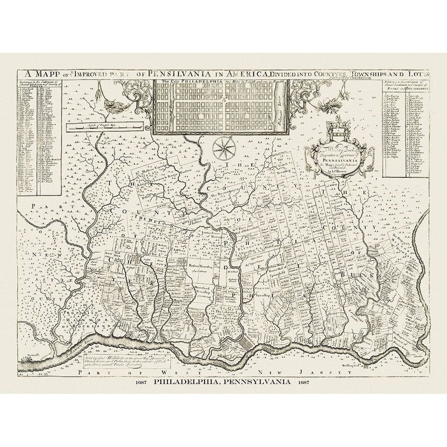 Philadelphia Pennsylvania - Holme 1687 Poster Print by Holme Holme-VARPDXPAPH0009 Image 1