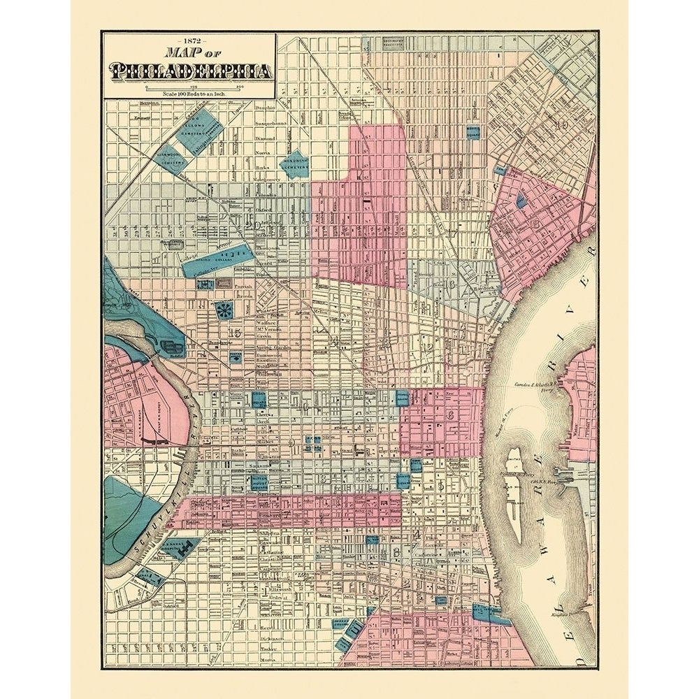 Philadelphia Pennsylvania Street - Beers 1872 Poster Print by Beers Beers-VARPDXPAPH0007 Image 1