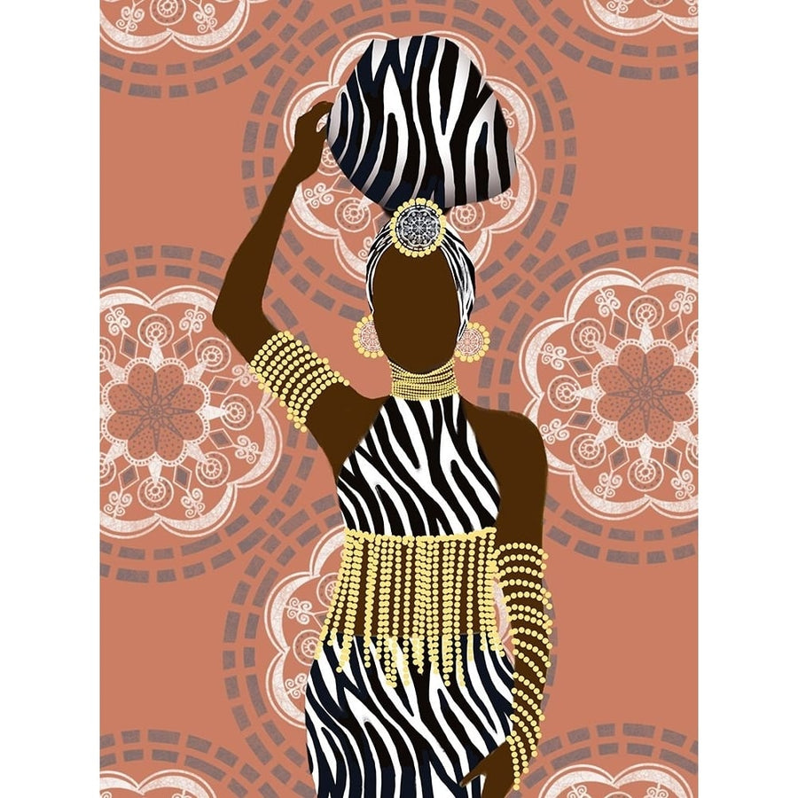 Woman Mandala Zebra Print Coral Poster Print - Matthew Piotrowicz-VARPDXPMRC081C Image 1