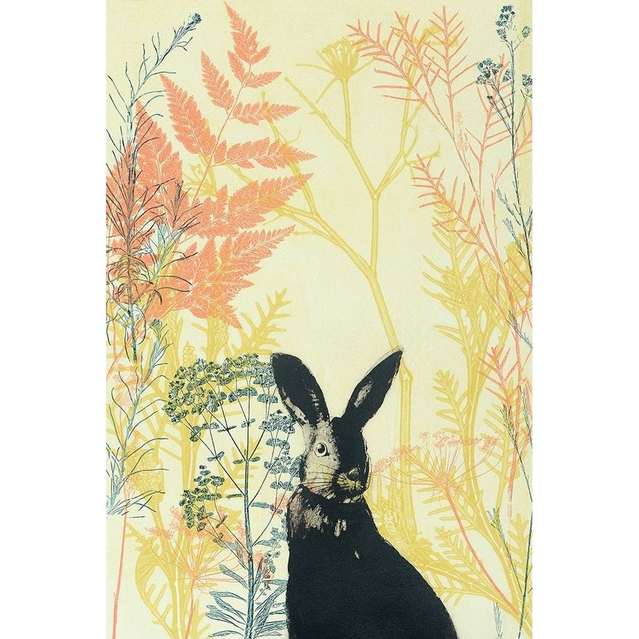 Wild Bunny in a Shiny Coral Garden Poster Print by Trudy Rice-VARPDXR1376D Image 1