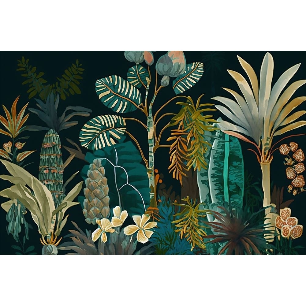 Watercolor Tropical Collage Black 2 Poster Print - Ray Heere-VARPDXRAYHEE285122 Image 1