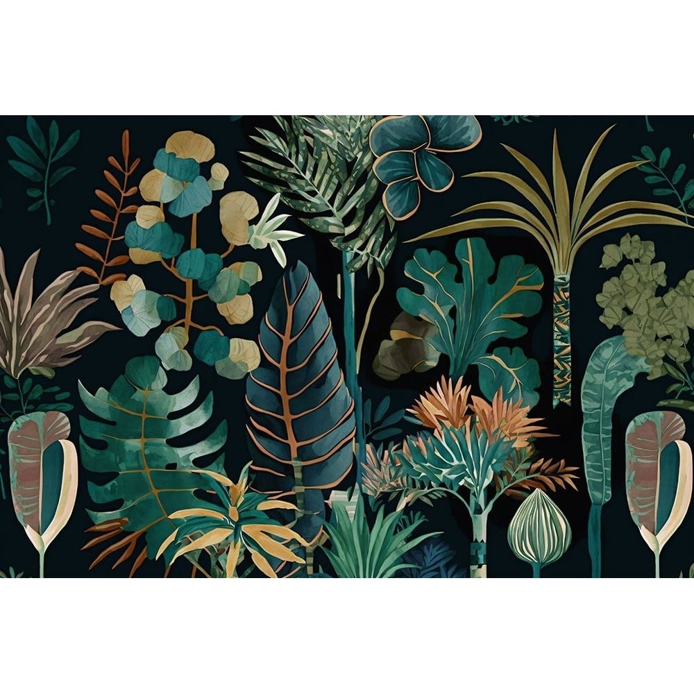 Watercolor Tropical Collage Black 4 Poster Print - Ray Heere-VARPDXRAYHEE285124 Image 1