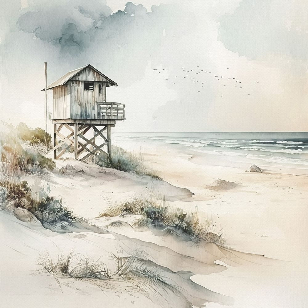 Beach Hut 1 Poster Print - Riley B-VARPDXRB0165 Image 1