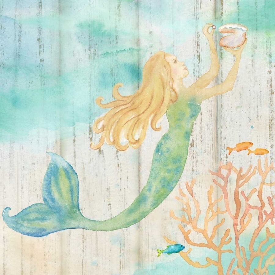 Sea Splash Mermaid Woodgrain I Poster Print by Cynthia Coulter-VARPDXRB11890CC Image 1