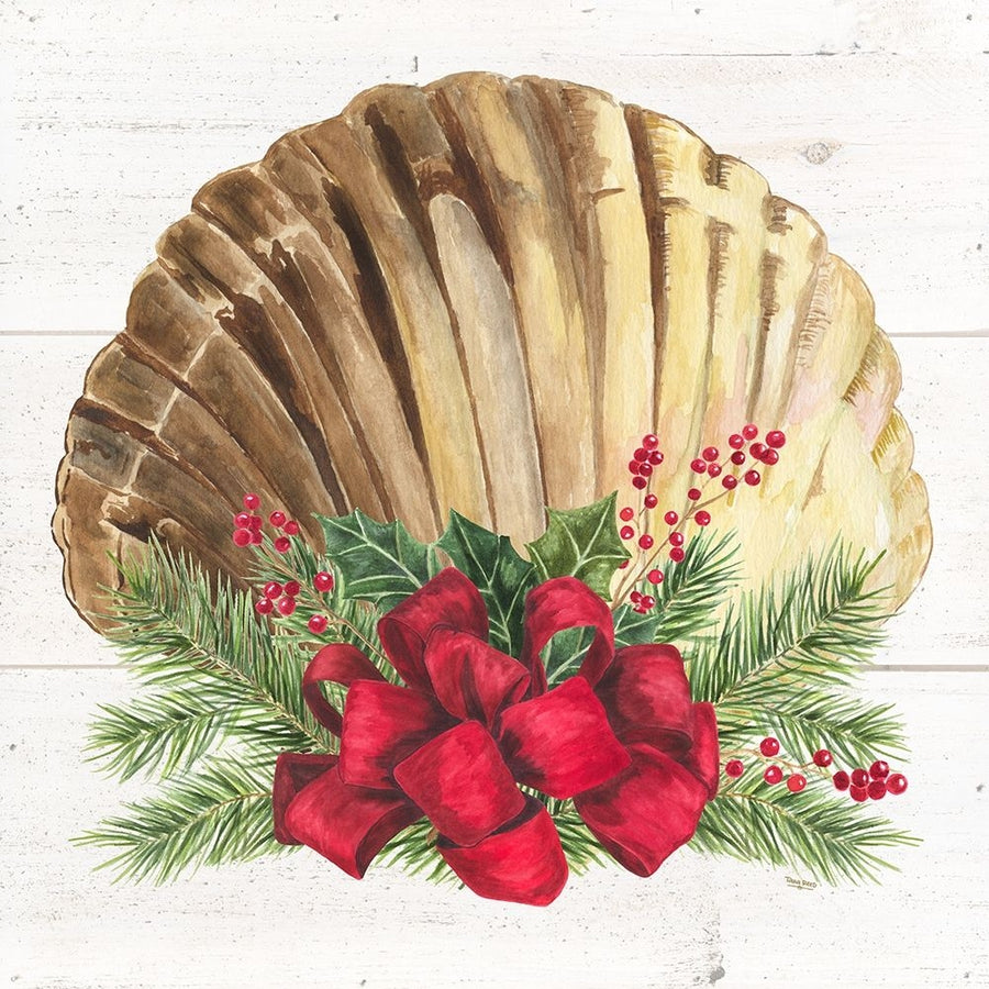 Christmas By The Sea Scallop Square Poster Print by Tara Reed-VARPDXRB12178TR Image 1