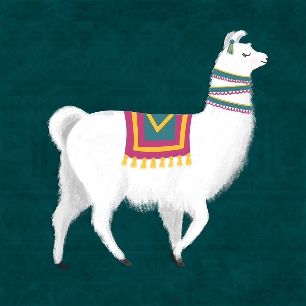 Lovely Llama Jewel Tones I -Teal Poster Print by Noonday Design-VARPDXRB12962ND Image 1