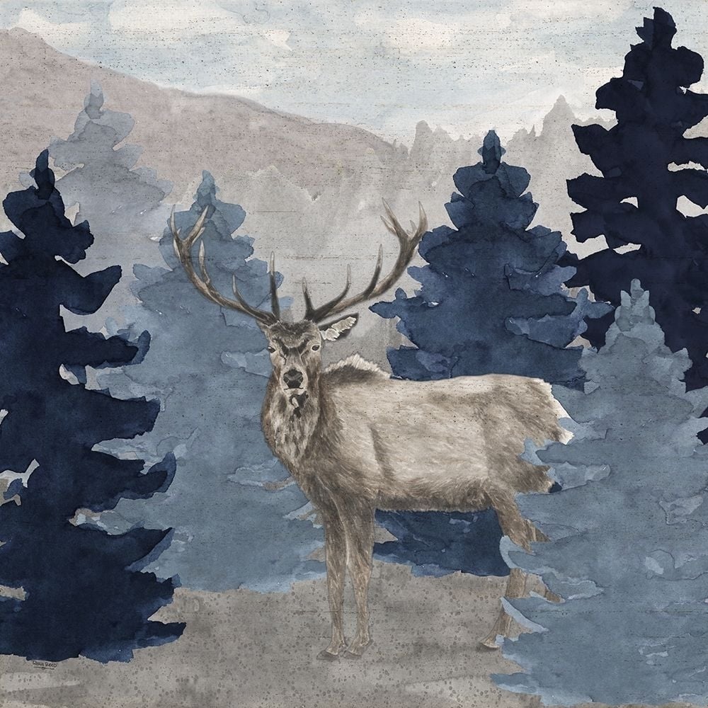 Blue Cliff Mountains scene III-Elk Poster Print by Tara Reed-VARPDXRB14715TR Image 1