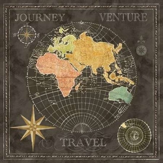 Old World Journey Map Black II Poster Print by Cynthia Coulter-VARPDXRB8300CC Image 2