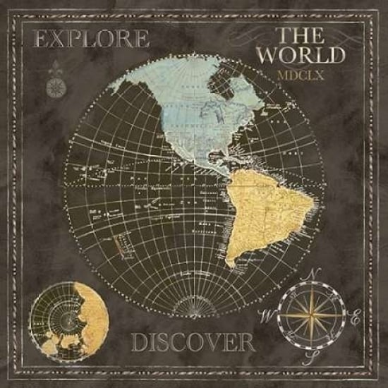 Old World Journey Map Black I Poster Print by Cynthia Coulter-VARPDXRB8301CC Image 1