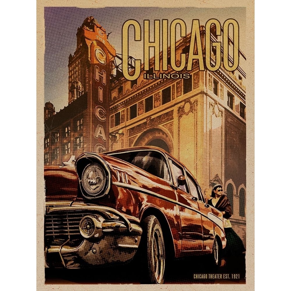 Chicago Theater Poster Print - Red Truck Old-VARPDXREDTRX231346 Image 1