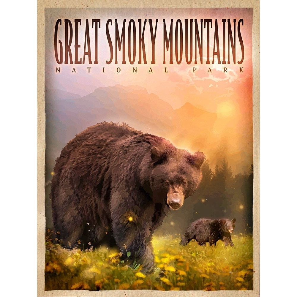 Smokey Mountain Bears Poster Print - Red Truck Old-VARPDXREDTRX236499 Image 1