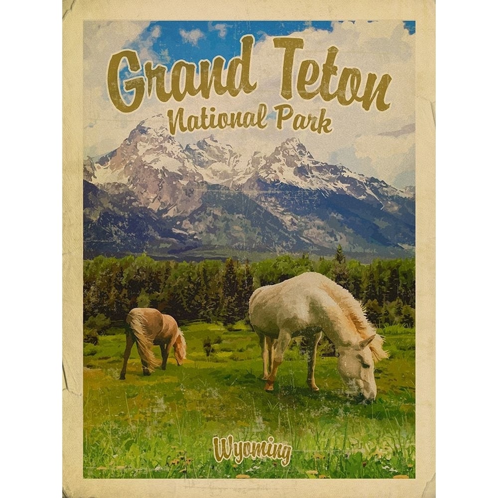 Grand Tetons Poster Print - Red Truck Old-VARPDXREDTRX242736 Image 1